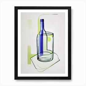 Green Demon Picasso Line Drawing Cocktail Poster Art Print