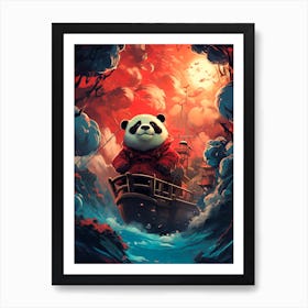 Panda Bear On A Boat Art Print