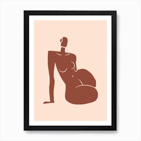 Leaning Nude In Terracotta Art Print