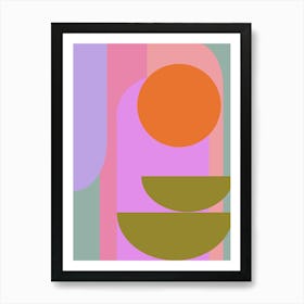 Modern Geometry in Cute Aesthetic Purple Green and Orange Art Print