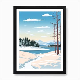 Retro Winter Illustration Big Bear Lake California 1 Art Print