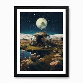 Yurt in a field in the style of cosmic surrealism 1 Art Print