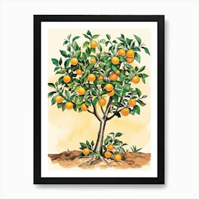 Orange Tree Storybook Illustration 2 Art Print
