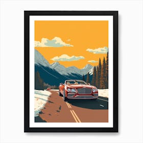 A Bentley Continental Gtcar In Icefields Parkway Flat Illustration 2 Art Print