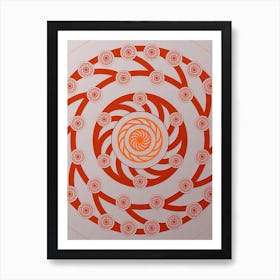 Geometric Abstract Glyph Circle Array in Tomato Red n.0052 Art Print