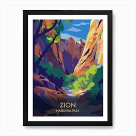 Zion National Park Matisse Style Vintage Travel Poster Art Print