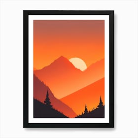 Misty Mountains Vertical Composition In Orange Tone 13 Art Print