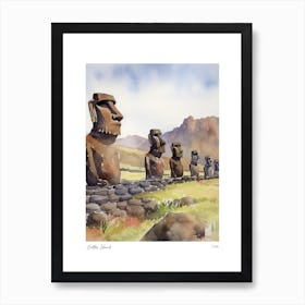 Easter Island Chile 4 Watercolour Travel Poster Art Print