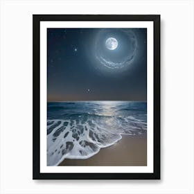 Full Moon Over The Ocean 6 Art Print