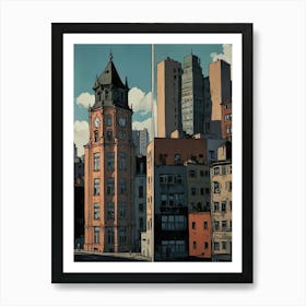 "Skyline Symphony: Ashcan School's Vibrant Cityscape" Art Print