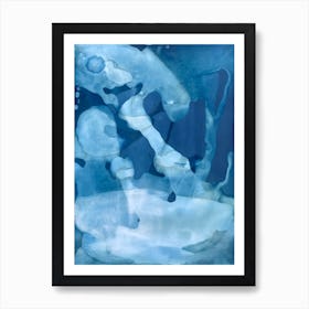 Sea Green and light blue Cyanotype Print  Art Print