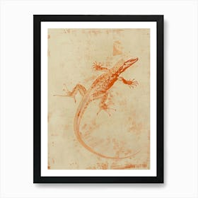 Mustard Monitor Lizards Blockprint 2 Art Print