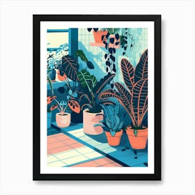 Illustration Of A Room With Plants 1 Art Print