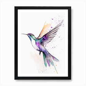 Hummingbird Migration Minimalist Watercolour 1 Art Print