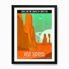 Jupiter Space Travel Retro Poster Art Print