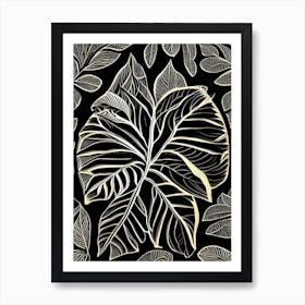 Lemon Leaf Linocut 1 Art Print