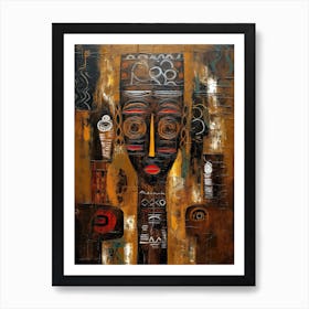 African Reverie: Masked Whispers of Cultural Heritage Art Print