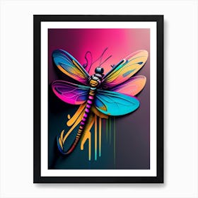 Dragonfly In Front Of Graffiti Wall Tattoo 1 Art Print