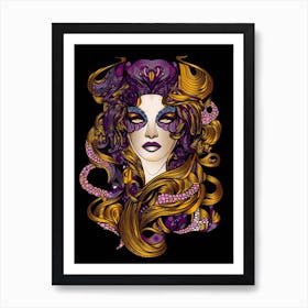 Queen of the Ocean portrait tattoo style illustration Art Print