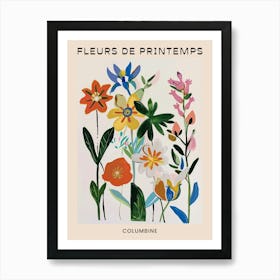 Spring Floral French Poster  Columbine 2 Art Print