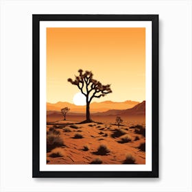 Joshua Tree At Sunrise In The Style Of Gold And Black (3) Art Print