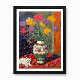 Queen With A Cat 3 Fauvist Style Painting Art Print