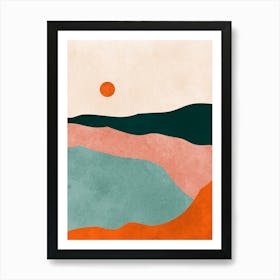 Watercolor sunset landscape 9 Art Print