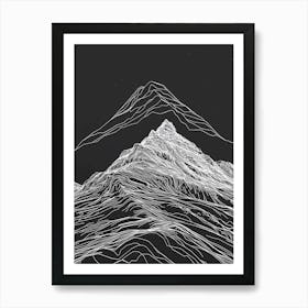 Stob Binnein Mountain Line Drawing 1 Art Print