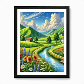 Irish Countryside Art  Landscape Painting Art Print