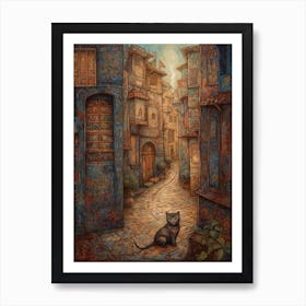 Painting Of Venice With A Cat In The Style Of Renaissance, Da Vinci 4 Art Print