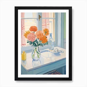 A Vase With Marigold, Flower Bouquet 2 Art Print