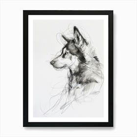 Husky Charcoal Line 2 Art Print