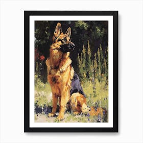 German Shepherd Acrylic Painting 3 Art Print