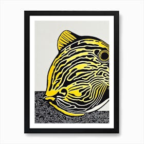 Clown Triggerfish Linocut Art Print