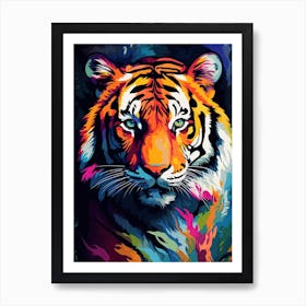 Tiger Art In Color Field Painting Style 3 Art Print