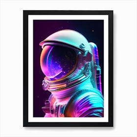 Astronaut In Spacesuit Holographic Illustration Art Print