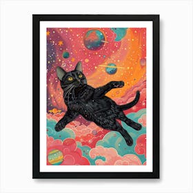 Black Cat In Space 8 Art Print