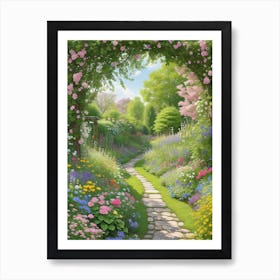 Cottagecore Garden Pathway and Archway Art Print