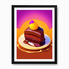 Chocolate Lava Cake Dessert Pop Matisse Flower Art Print