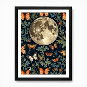 William Morris Moon And Butterflies Art Print