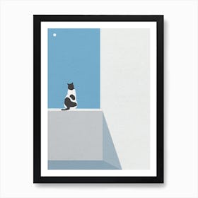 Minimal art Cat In The Window 1 Art Print