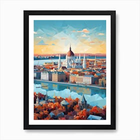 Budapest, Hungary, Geometric Illustration 1 Art Print