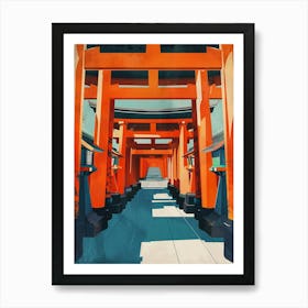 Fushimi Inari Japan Mid Century Modern Art Print