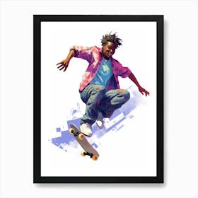 Skateboarding In  Austin, United States Gradient Illustration 4 Art Print