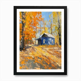 Blue House In Fall Art Print