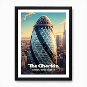 The Gherkin London United Kingdom Architecture Modern Travel Illustration Art Print