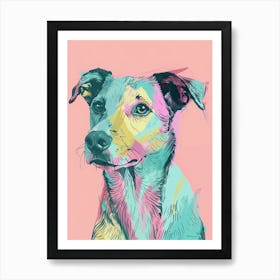 Terrier Dog Graphic Line Pastel Watercolour Art Print
