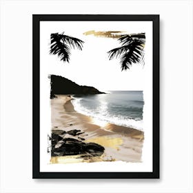 Beach Scene With Palm Trees 1 Art Print