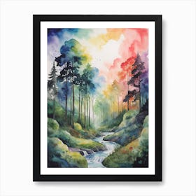 Watercolor Of A Forest 2 Art Print