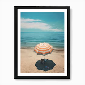 Orange Beach Umbrella Ocean Summer Photography Art Print